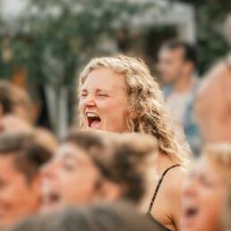 Tessa Joy Garrelts releasing anger in a guided emotional practice, expressing frustration safely